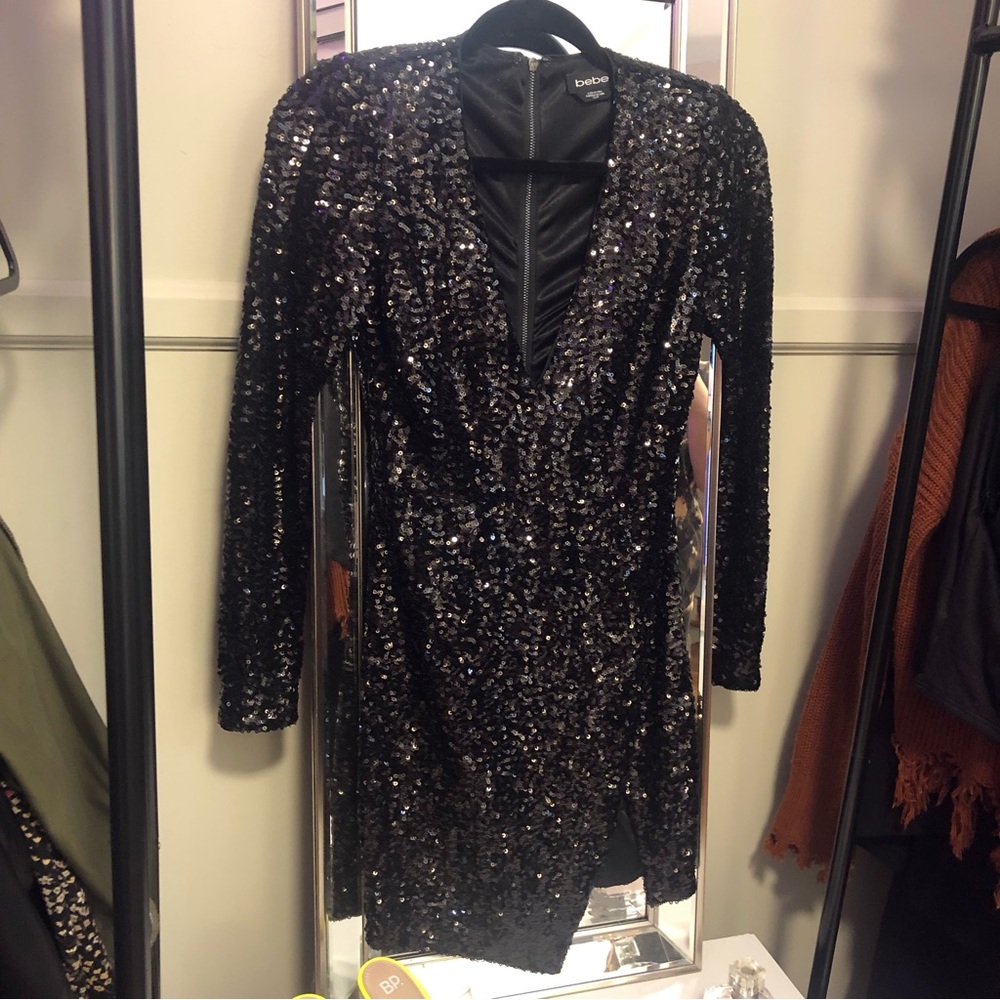 Black sequined dress XS